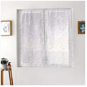 Paire de petits voilages brodés de sphères Gris Galet 60x90 cm pas cher