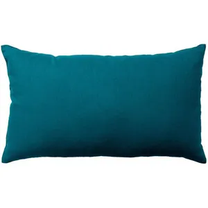 HOME MAISON Coussin non déhoussable en coton uni Bleu Canard 30x50 cm pas cher