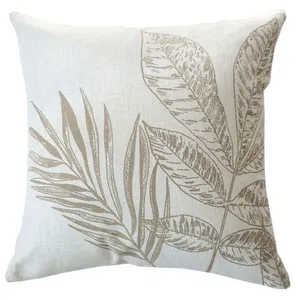 Coussin carré motif nature épuré Ecru 40x40 cm pas cher