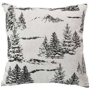 Coussin déhoussable 40 x 40 cm coton recyclé chambray esprit montagne ... pas cher