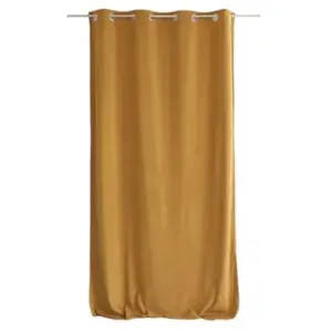 Rideau velours câlin 100% Polyester - Taille: 140x260cm - Coloris: Moutarde pas cher