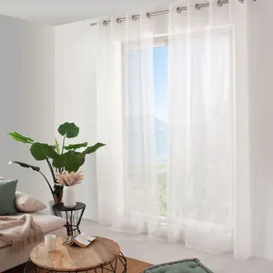 IDEKO Voilage à oeillets 140xH240 cm - Candi Blanc pas cher