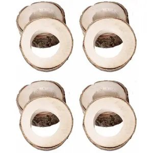 CHAKS 8 RONDS DE SERVIETTES DE TABLE JETABLE BOIS ÉCORCE 3CMX1.8CM   BLANC pas cher