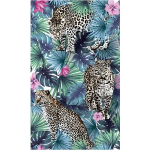 CHAKS - Leopard jungle non-woven tafelloper 30 cm x 5 m tropisch pas cher