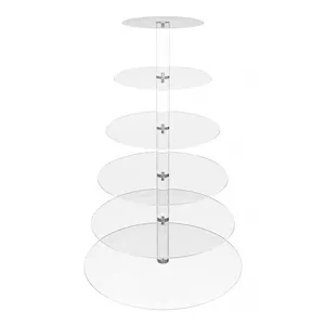 CHAKS 1 Support rond plexi transparent 6 niveaux 51.5cm REF/13365 Pour présentation mignardises, cupcakes... pas cher