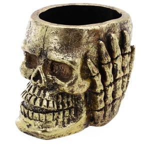 Pot met goudkleurige schedel 16x18,5cm pas cher
