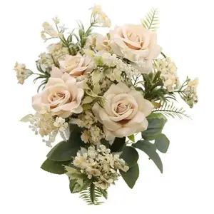 CHAKS BOUQUET 9 ROSES ARTIFICIELLES 40.5CM IVOIRE  Beige, Ivoire, Crème, Écru, Naturel, Taupe pas cher