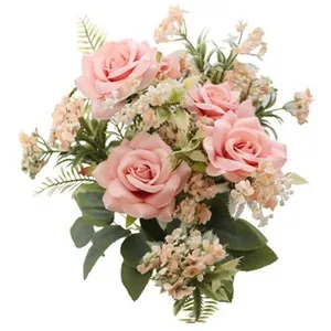 CHAKS BOUQUET 9 ROSES ARTIFICIELLES 40.5CM VIEUX ROSE Rose, Fuchsia pas cher