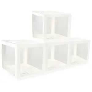CHAKS Décoration - 4 Cubes en Carton Rigide Personnalisables Blancs - Largeur 30cm pas cher