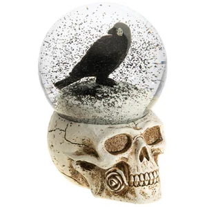 BOULE À NEIGE TÊTE MORT CORBEAU RESINE 12.6X15.6CMVendu parbol