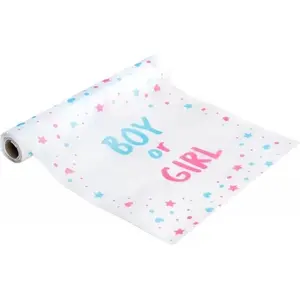 Chaks Baby Gender Reveal tafelloper - papier - op rol - roze/blauw - Boy or Girl - 5 meterVendu parbol