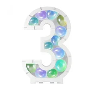 Chaks 11998, Structure 63,5cm en carton/film pour ballons, Chiffre 3 Blanc pas cher