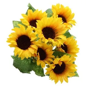 CHAKS BOUQUET 7 TOURNESOLS ARTIFICIELS 34CM JAUNE Jaune pas cher