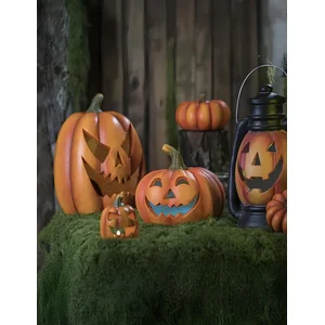 DÉCO CITROUILLE SCULPTÉE LED 24X24X22.5CM ORANGEVendu parbol
