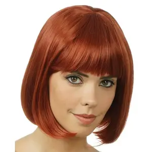 CHAKS Perruque cheveux courts carré Roux foncé auburn pas cher