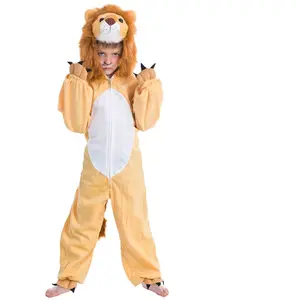 CHAKS Déguisement lion enfant - Peluche - Marron clair et blanc - 2 à 3 ans pas cher