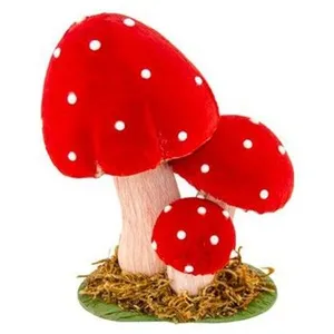 CHAKS 3 CHAMPIGNONS DÉCO SOCLE MOUSSE 13-8.5-15CM ROUGE pas cher