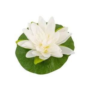 NO NAME FLEUR DE LOTUS BLANCHE SUR FEUILLE 22CM pas cher