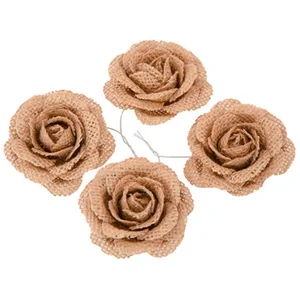 CHAKS Bouquet de roses en jute - 4 Roses - Objets décoratifs - Intérieur pas cher