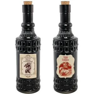 CHAKS BOUTEILLE VERRE ELIXIR 6.5X23CM NOIR- DECORS DE TABLE HALLOWEEN pas cher