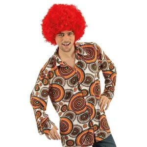 CHAKS CHEMISE RÉTRO PSYCHÉDÉLIQUE HOMME S Orange Cuivre Mandarine pas cher