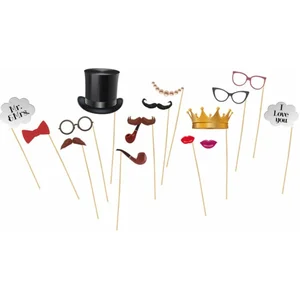 Chaks Foto props huwelijk thema set - 15-delig - op stokjes - photoboo... pas cher