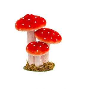 NO NAME DÉCORATION 3 CHAMPIGNONS SOCLE 14X10.5X17CM ROUGE pas cher