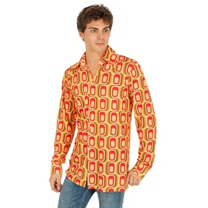 Chaks - Hippie Kostuum - 70s Overhemd Disco Beat Man - Oranje - Large ... pas cher