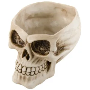 CHAKS TÊTE DE MORT RÉSINE 12.5X15.8X10CM BEIGE- DECORS DE TABLE HALLOWEEN pas cher