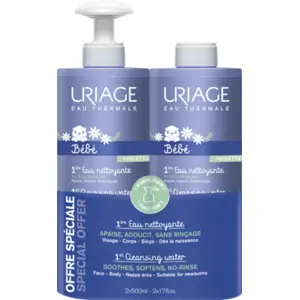 Uriage Bébé Duo 1ère Eau Nettoyante 2x500ml pas cher