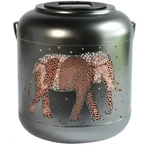 Lanterne Solaire Métal Jungle 18cm - Orium - Effet Flamme - 20 LED pas cher