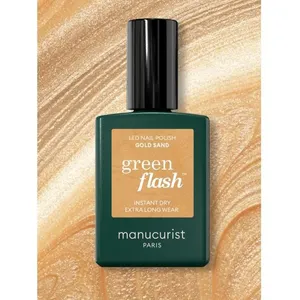 Comparateur de prix : MANUCURIST GREEN FLASH SEMI-PERMANENT LED Gold Sand  jaune irisé 15 ml