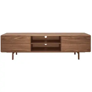 Miliboo - Meuble TV en bois foncé noyer 1 porte 2 tiroirs L180 cm SUVA