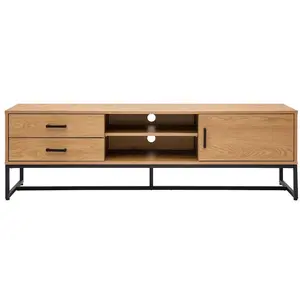 Meuble TV LOVATO - MILIBOO - Finition bois clair chêne et métal noir -... pas cher
