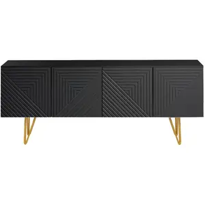 MILIBOO Meuble TV design noir et métal doré L140 cm OZEN pas cher