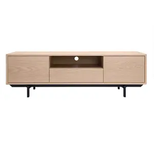 Meuble TV - MILIBOO - MANNY - Bois chêne clair - Métal noir - L160 cmVendu parcdiscount