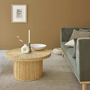 ALMA Table basse en canne de rotin ronde pas cher