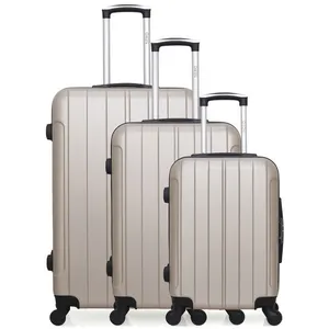 Set de 3 valises - HERO - FOGO - 4 roues - Beige pas cher