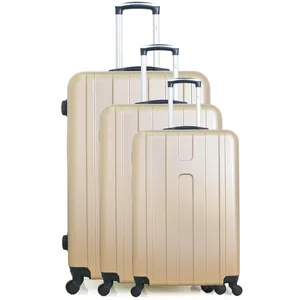 Set de 3 valises - HERO - ATLANTA - 4 roues - Beige pas cher
