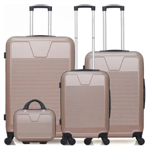 Set de 4 valises - WAVE PARIS - SELENGA-C - 4 roues - Rose doré pas cher