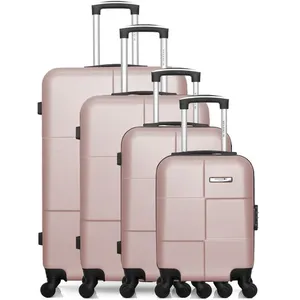 Set de 4 valises - BLUESTAR - MIAMI-M - 4 roues - Rose doré pas cher