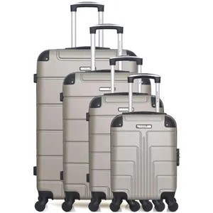 Set de 4 valises - BLUESTAR - OTTAWA-M - 4 roues - Beige pas cher