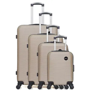 Set de 4 valises - BLUESTAR - LONDON-M - 4 roues - Beige pas cher