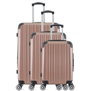 Set de 3 valises - WAVE PARIS - DENALI-B - 4 roues - Rose doré pas cher
