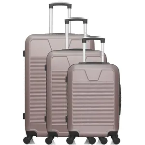 Set de 3 valises - WAVE PARIS - SELENGA - 4 roues - Rose doré pas cher
