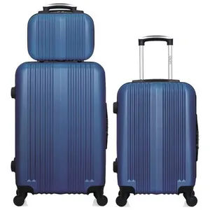 HERO - Lot de 3 - Valise weekend valise cabine et vanity LIPARI - bleu pas cher
