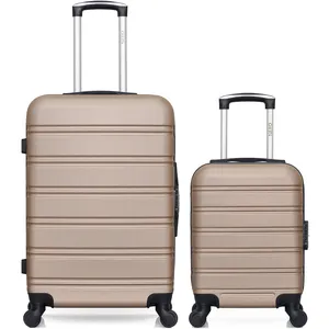 Lot de 2 valises - HERO - RENOSO - Weekend et cabine - 4 roues - Beige pas cher