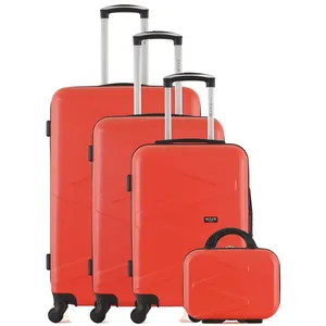 Set de 4 valises - WAVE PARIS - AMAZONE-C - 4 roues - Corail pas cher
