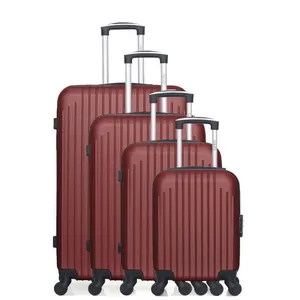 Set de 4 valises - HERO - CARPATES-M - 4 roues - Bordeaux pas cher