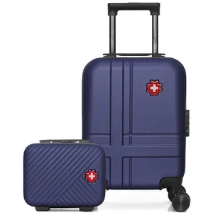 Lot de 2 - Valise cabine XXS et vanity USTER - bleu - SWISS KOPPER pas cher